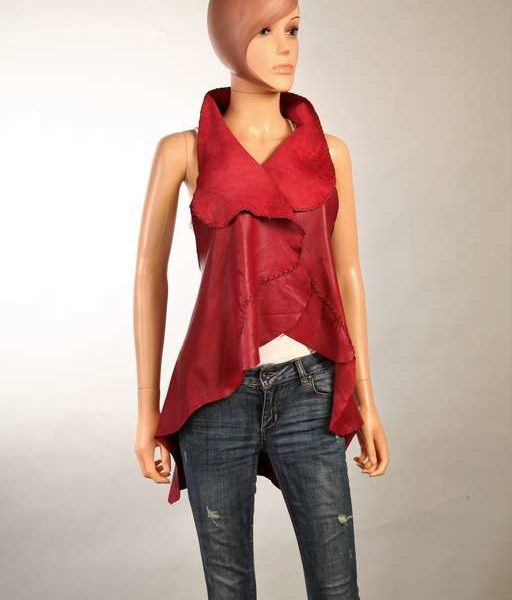 Chaleco de piel Rojo