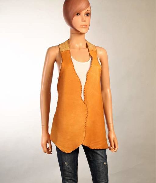 Chaleco de piel Beige Camel Chaleco de piel Beige Camel